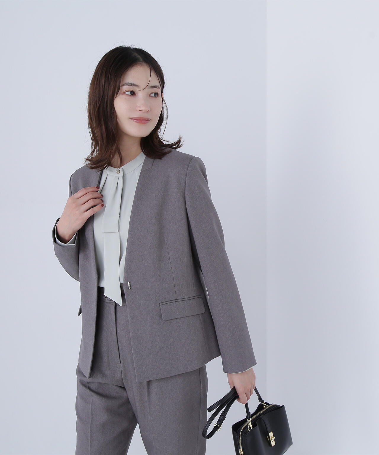 ウーステッドライクツイル SETUP ノーカラージャケット | NATURAL