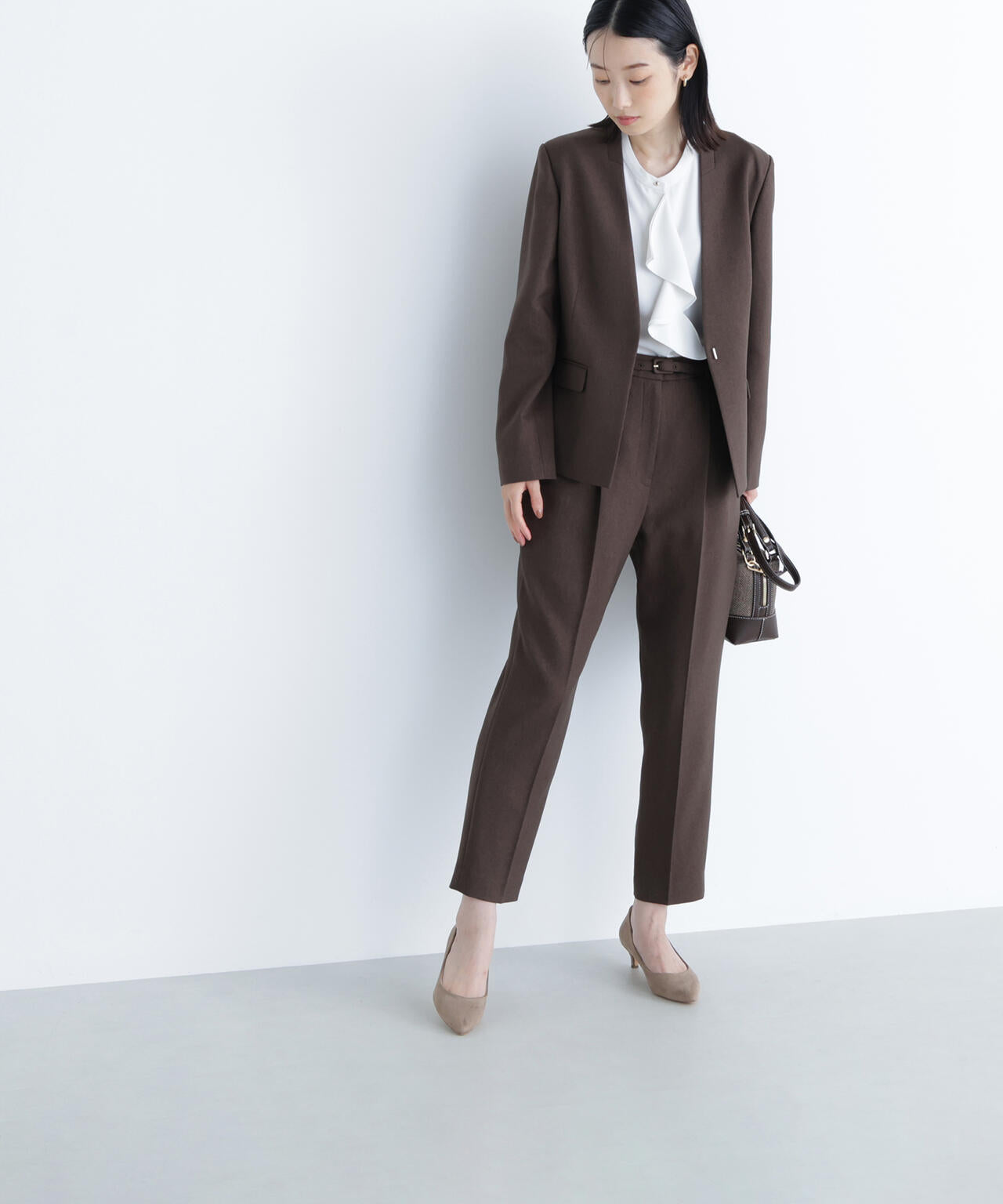 ウーステッドライクツイル SETUP ノーカラージャケット | NATURAL