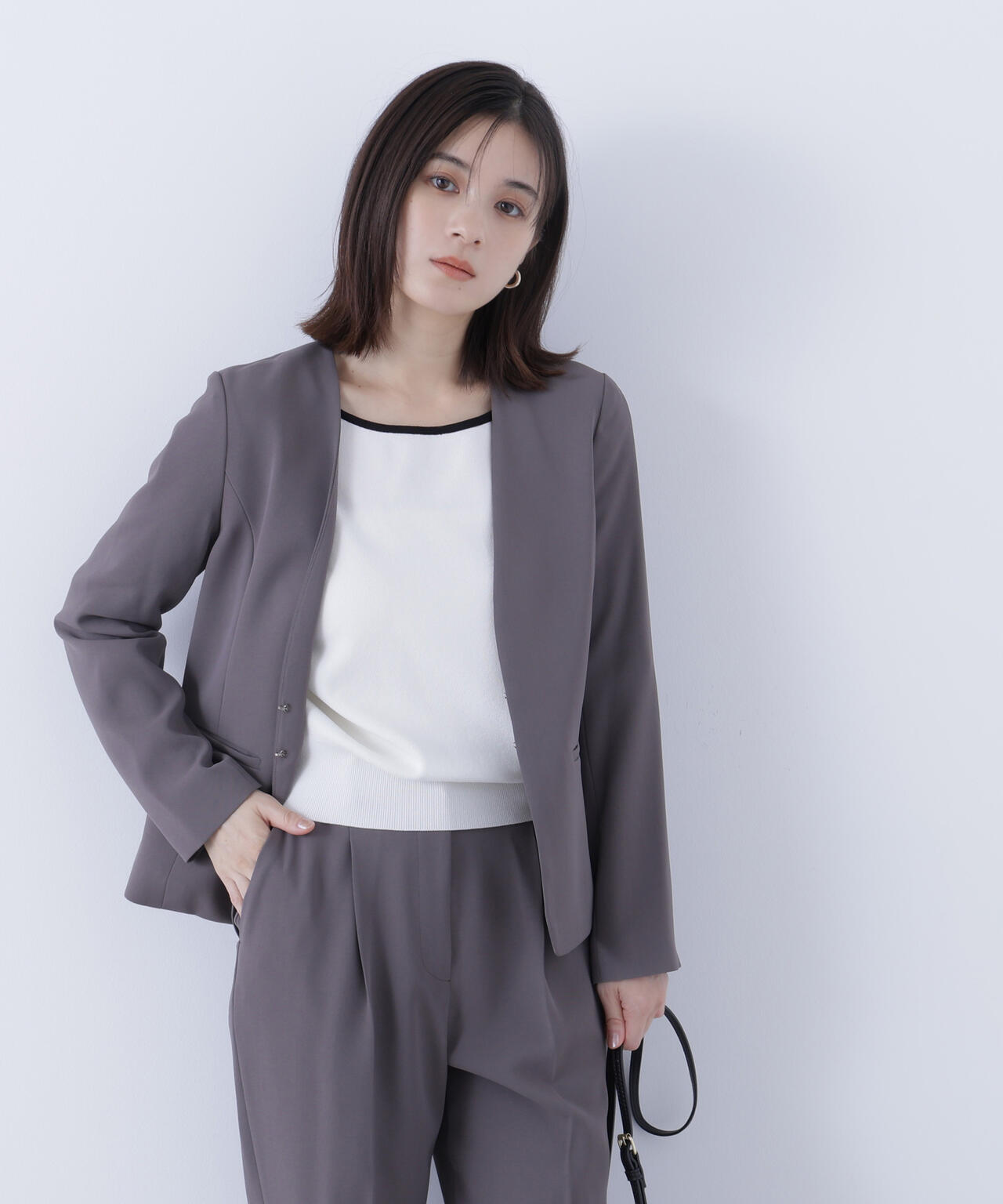 ストレッチツイルセットアップシリーズ ノーカラージャケット