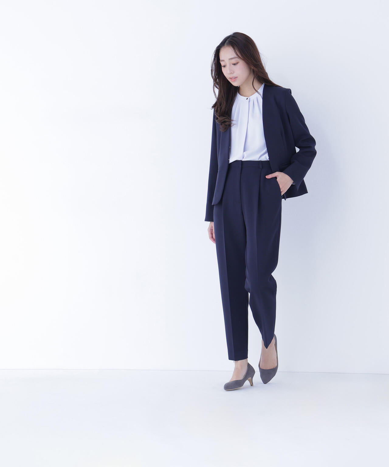 ダブルクロスストレッチ SETUP ノーカラージャケット | NATURAL BEAUTY