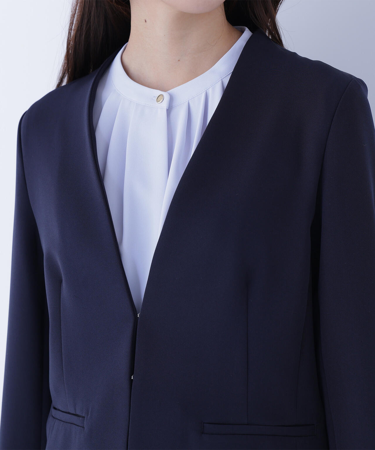 ダブルクロスストレッチ SETUP ノーカラージャケット | NATURAL BEAUTY