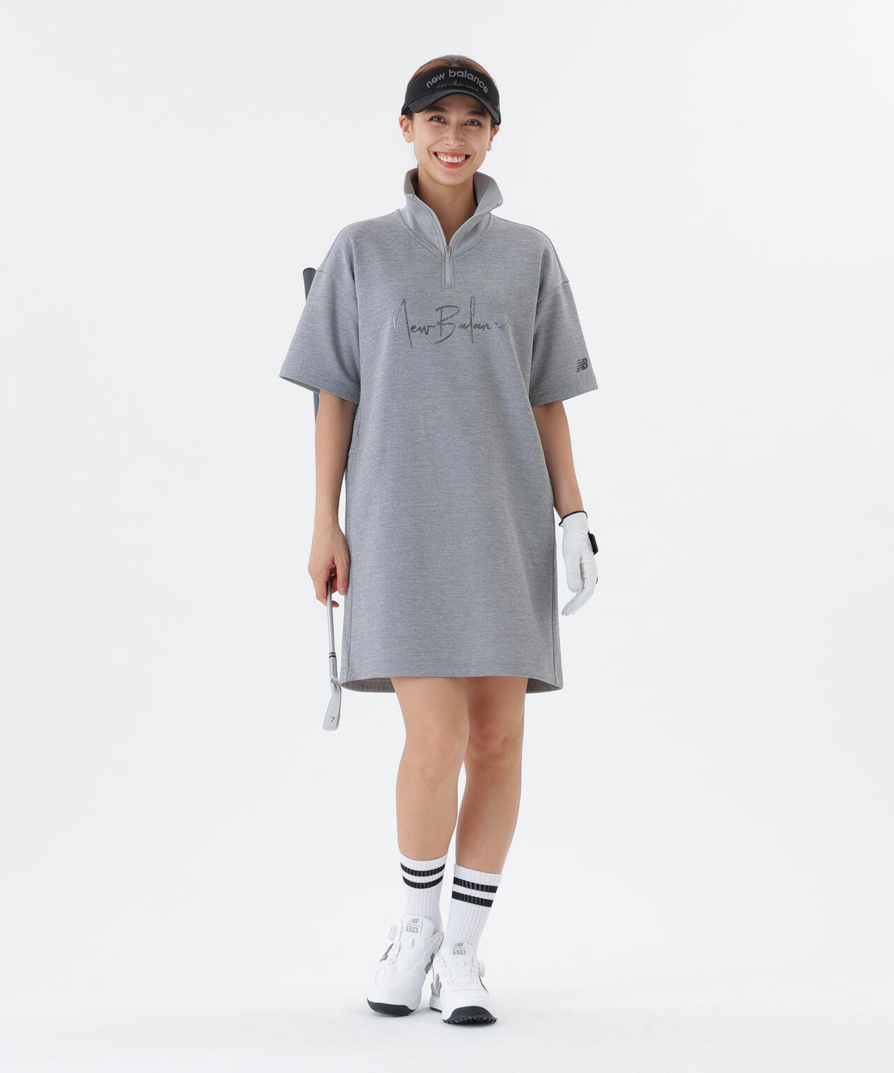 保形性 ストレッチ スウェット ハーフジップ ワンピース (WOMENS