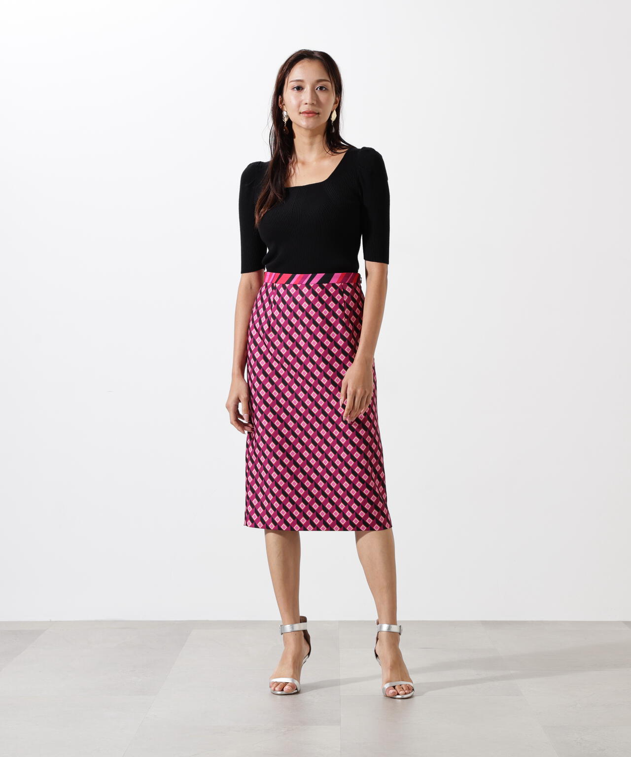 ジオメトリックプリントコンビタイトスカート | PINKY&DIANNE