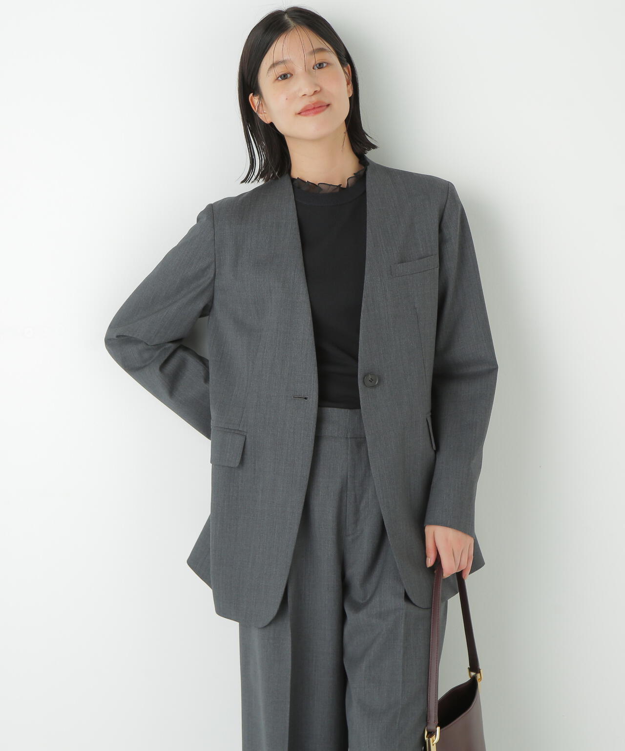 Vネックノーカラージャケット | human woman（ヒューマンウーマン