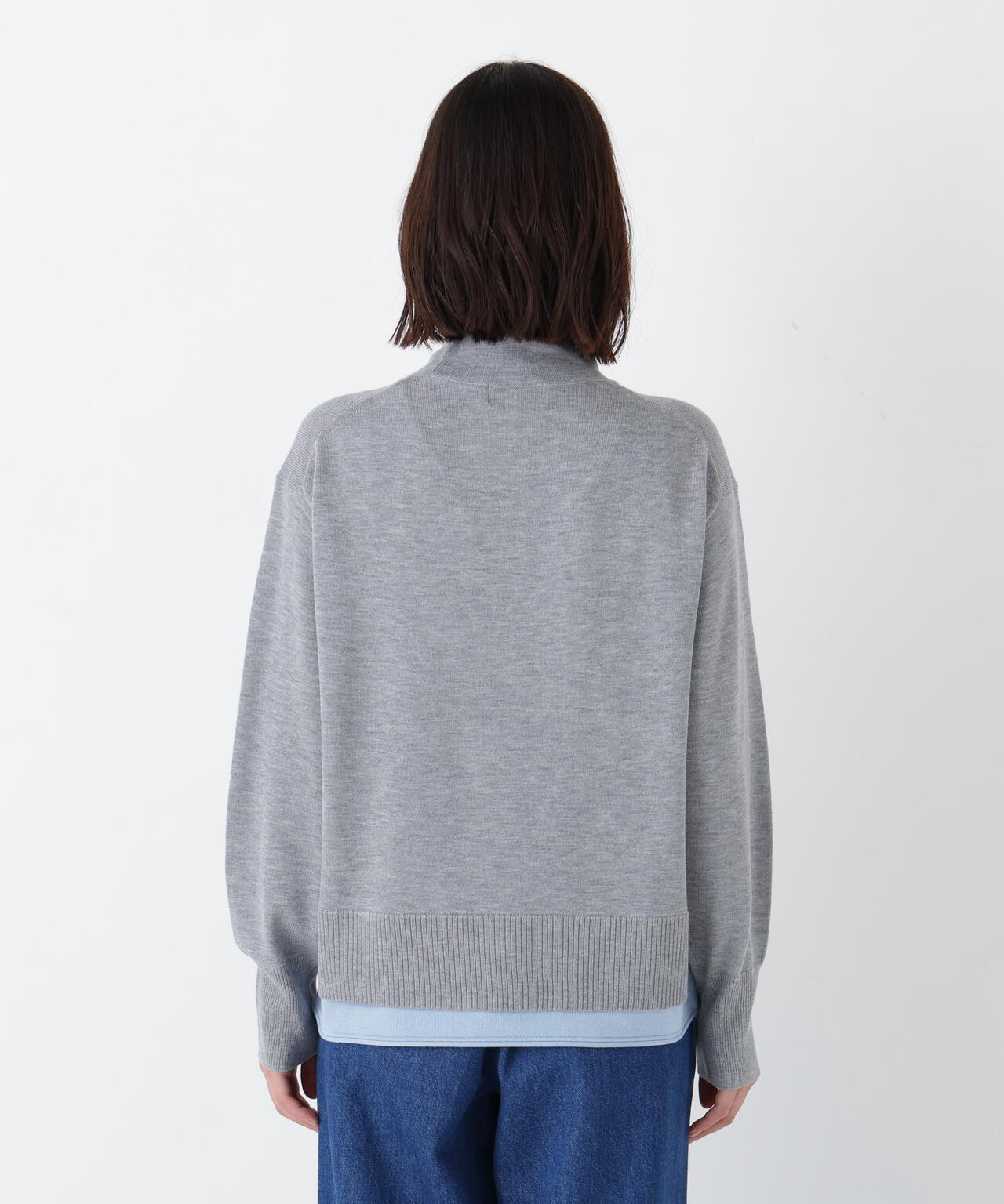 洗える》ウールMIXハイゲージバイカラーレイヤード タートルニット