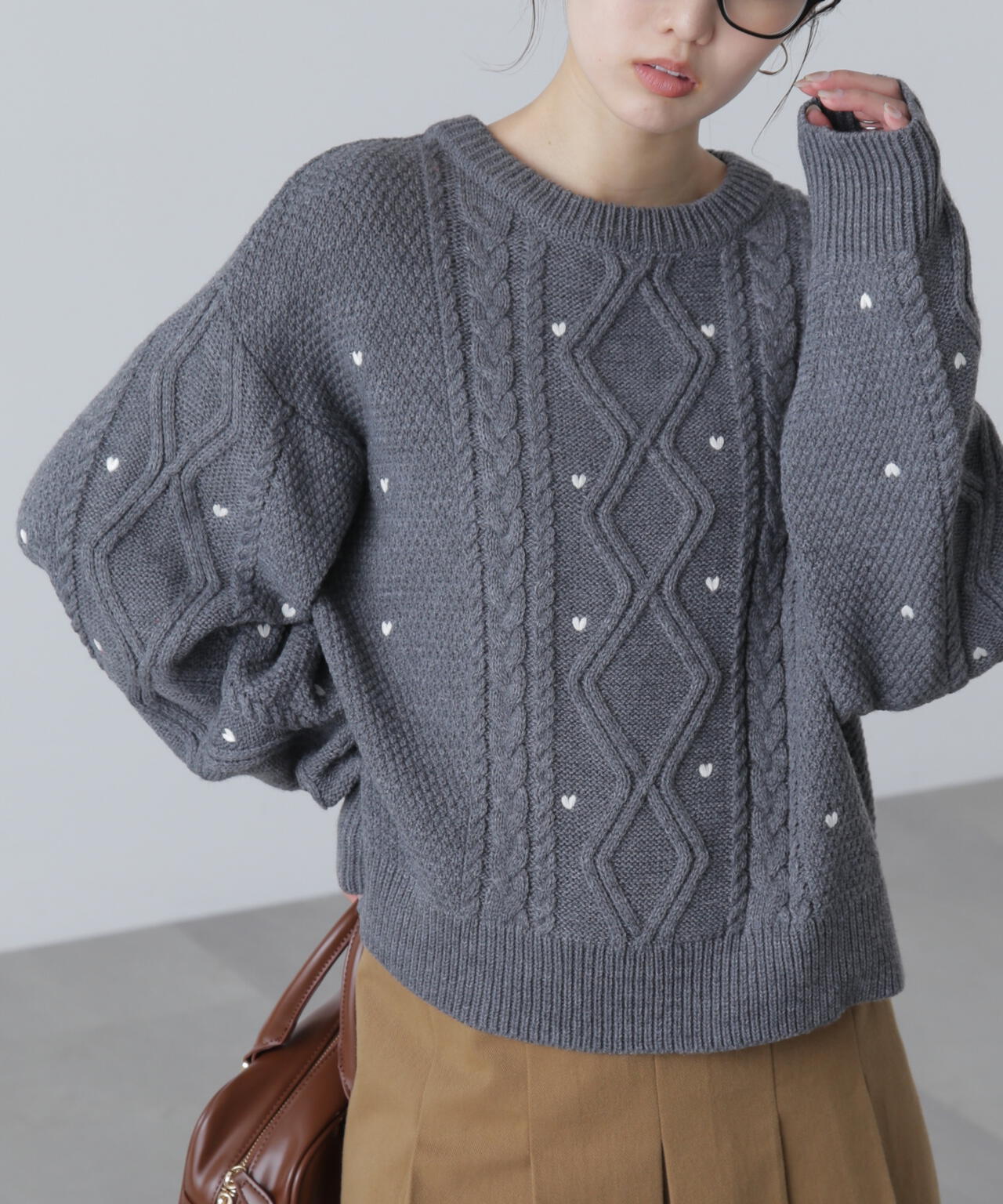 ハート刺繍ケーブルニット | FREE'S MART（フリーズマート） ｜【公式