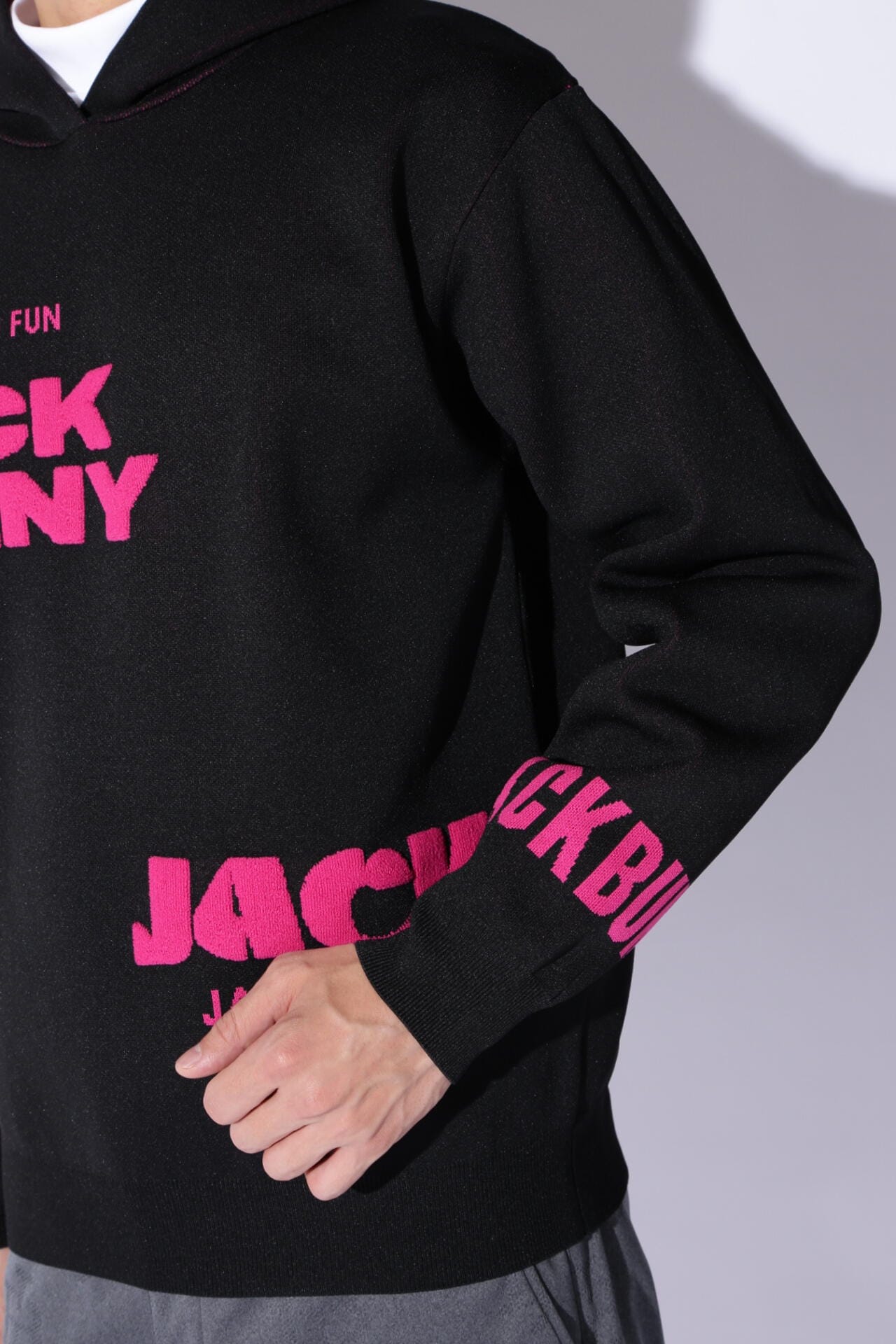 JBPINK】ロゴジャガードニットフーディ | Jack Bunny!!（ジャック