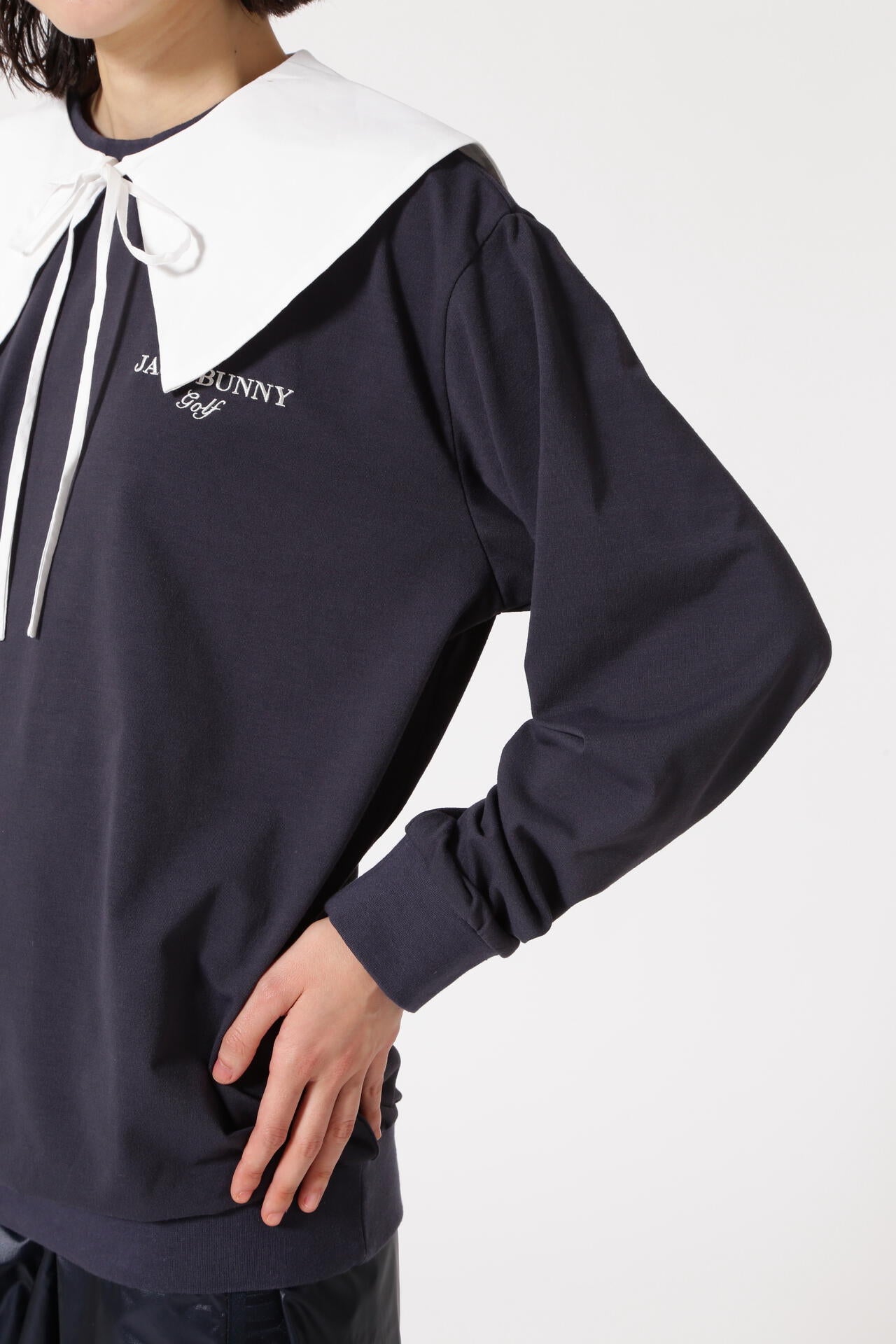 プレーティング天竺付け襟クルーネックプルオーバー | Jack Bunny