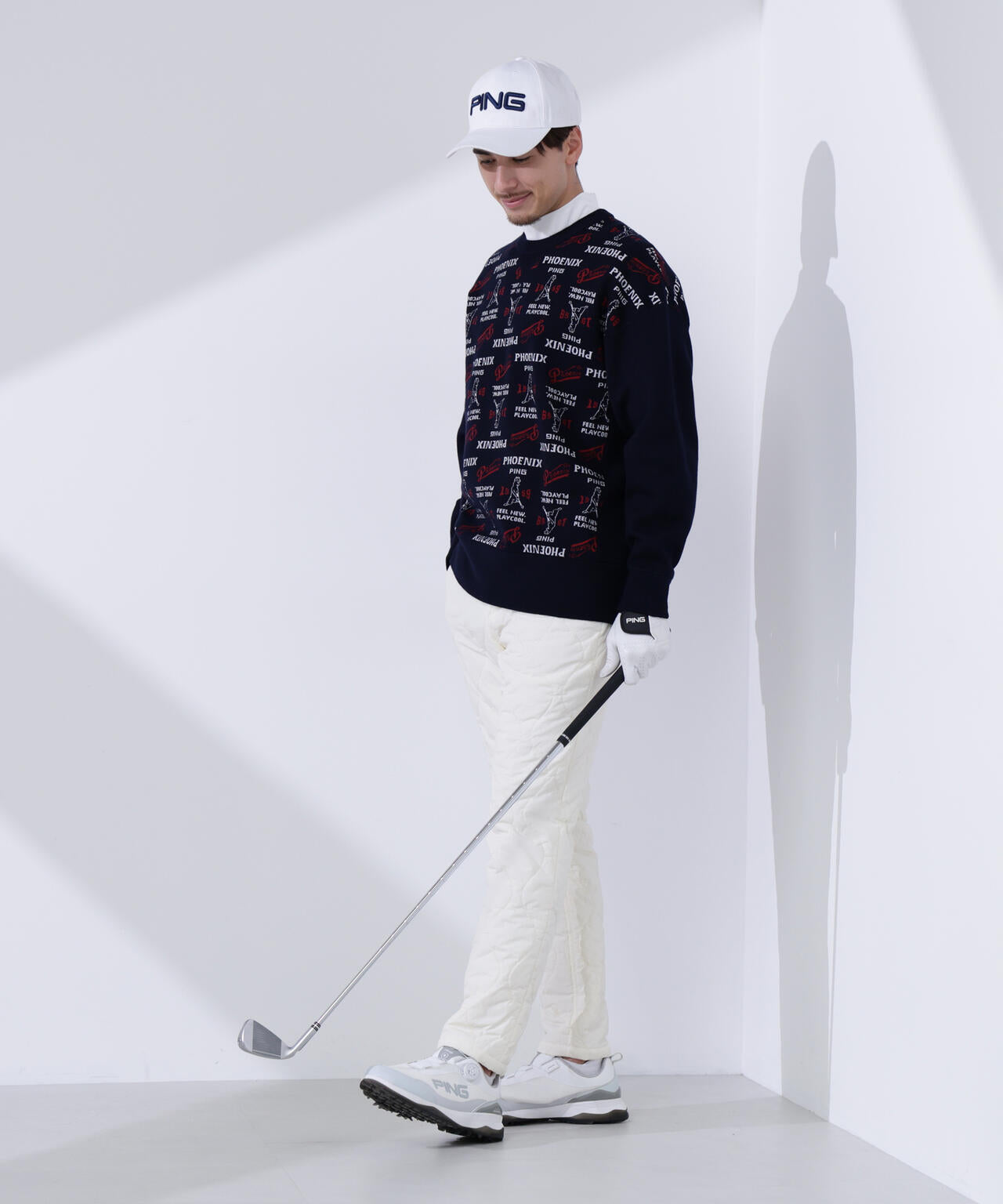 PING APPAREL】ジャカードクルーネックニットプルオーバー ＜NATIVE