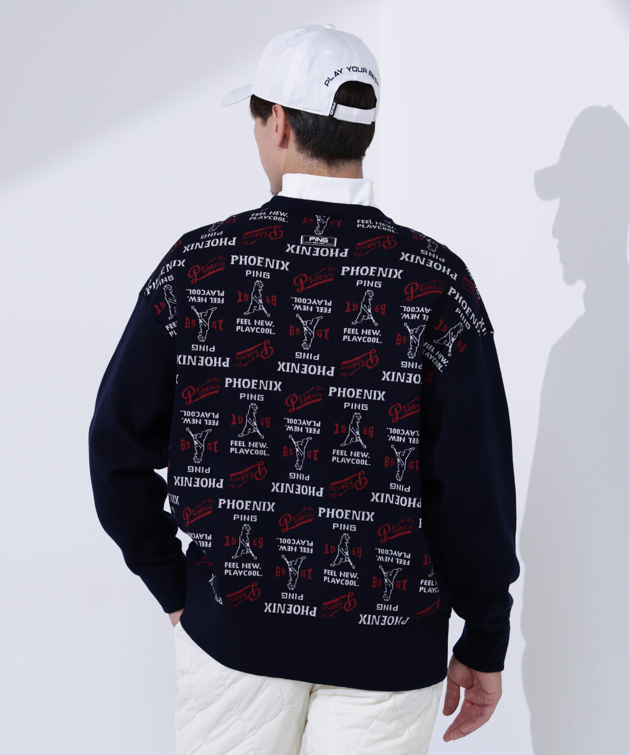 PING APPAREL】ジャカードクルーネックニットプルオーバー ＜NATIVE