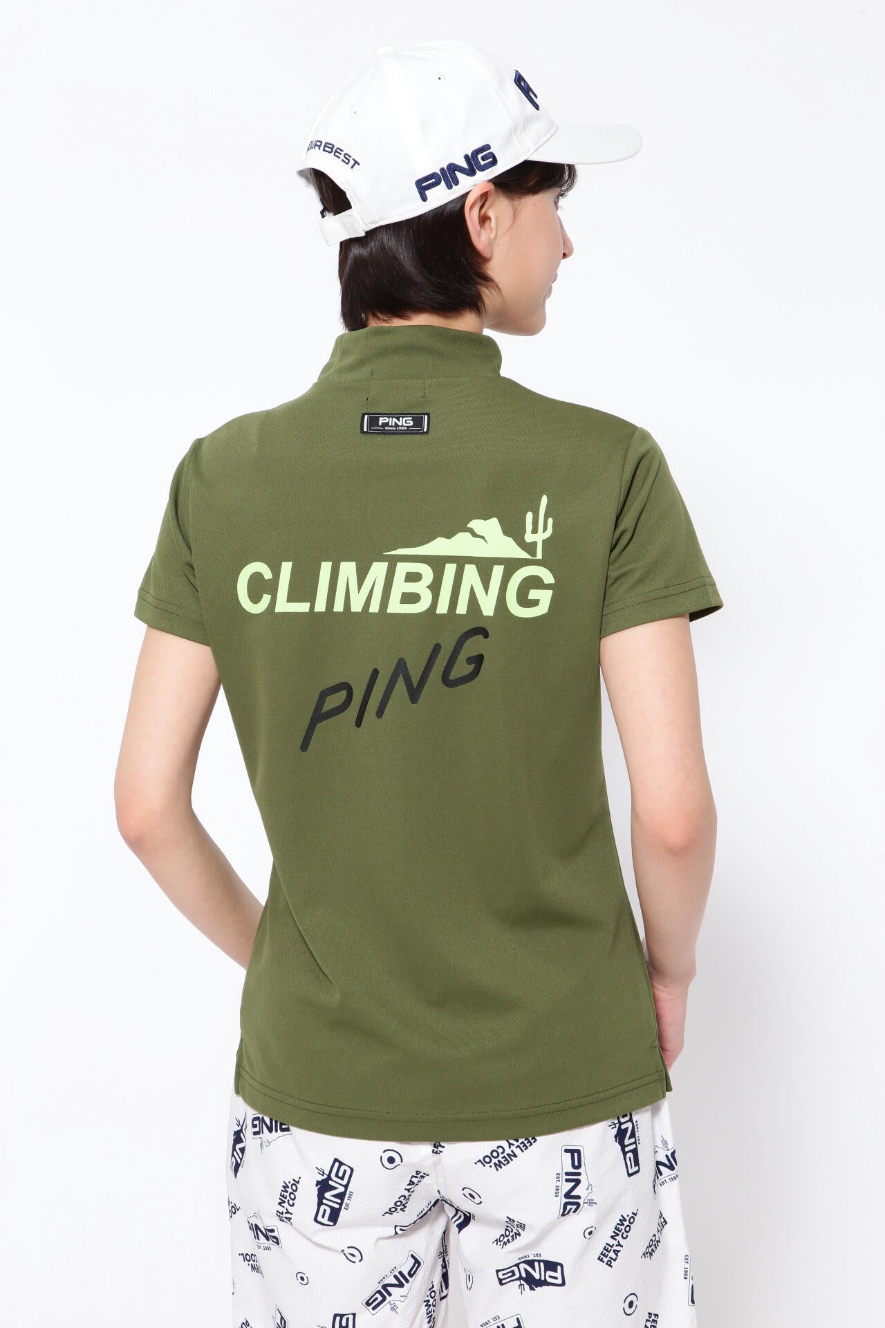 PING APPAREL】ポリエステルカノコ 10色 半袖ハイネックカットソー