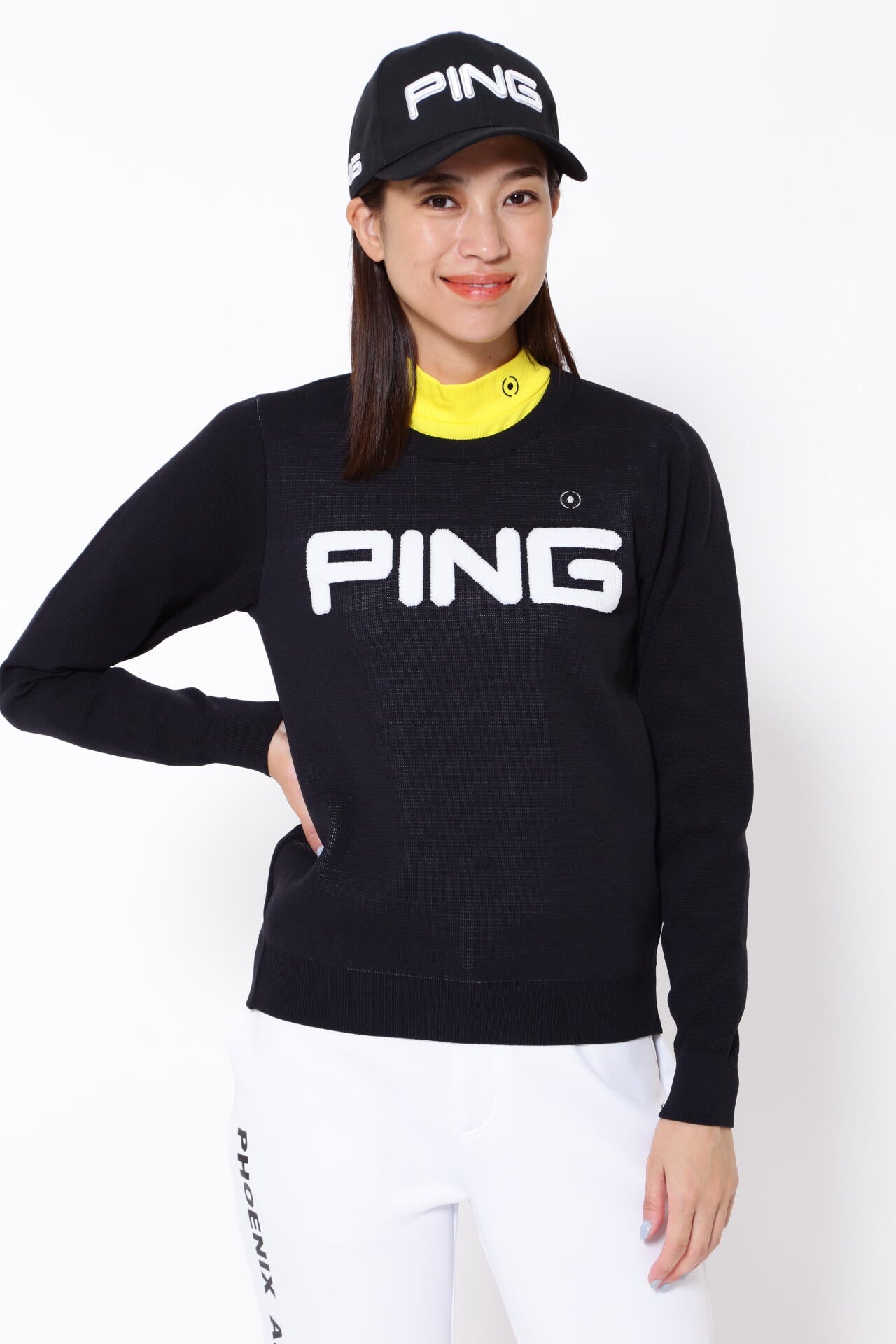 PING APPAREL】PINGロゴパイルジャガードクルーネックニットプル