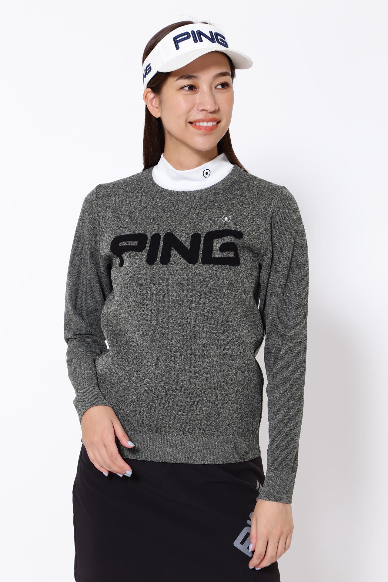 PING APPAREL】PINGロゴパイルジャガードクルーネックニットプル