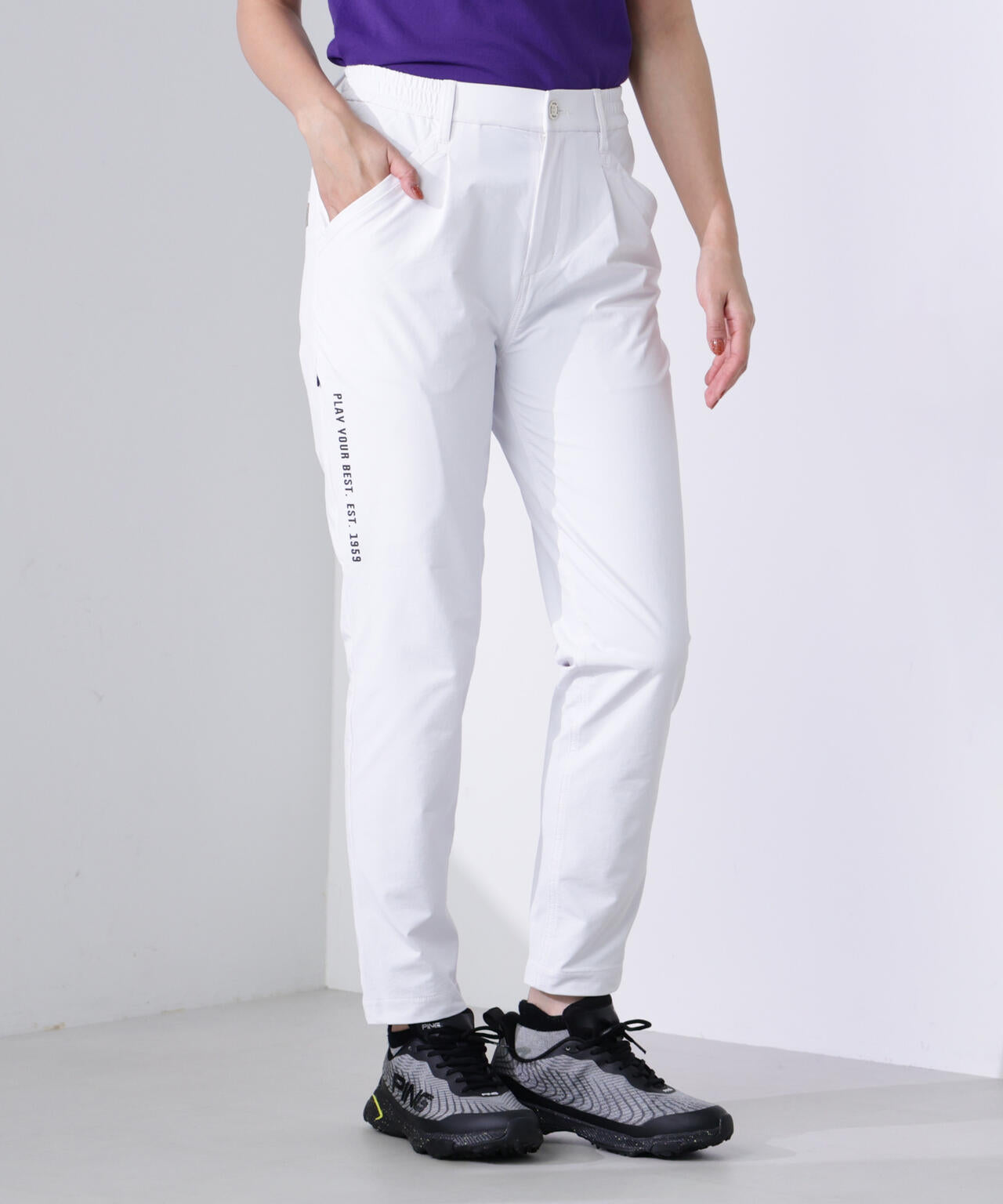 PING APPAREL】全方向ストレッチ ダブルフェイステーパードパンツ