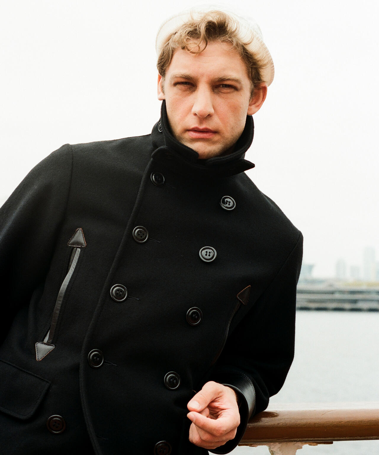 787US LEATHER COMB. PEA JACKET/レザーコンビ ピージャケット