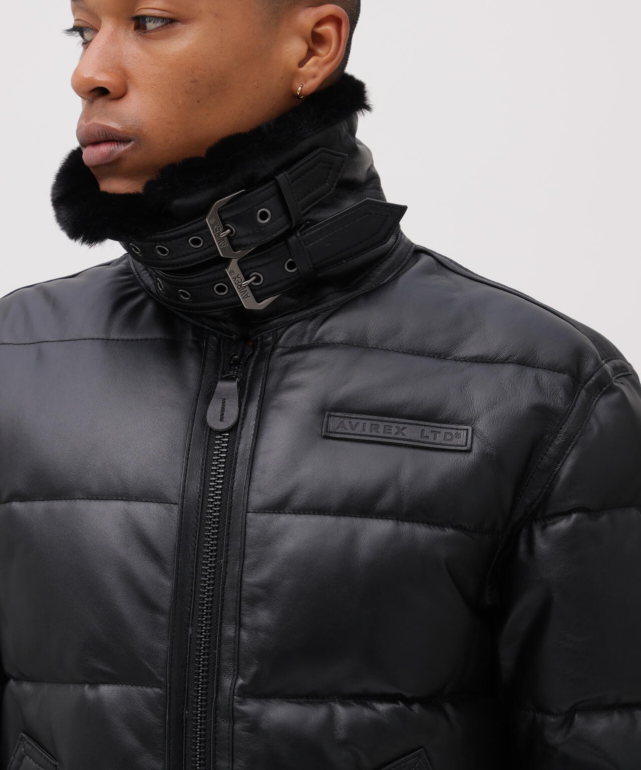 LEATHER DOWN BOMMER JACKET / レザー ダウン ボマー ジャケット