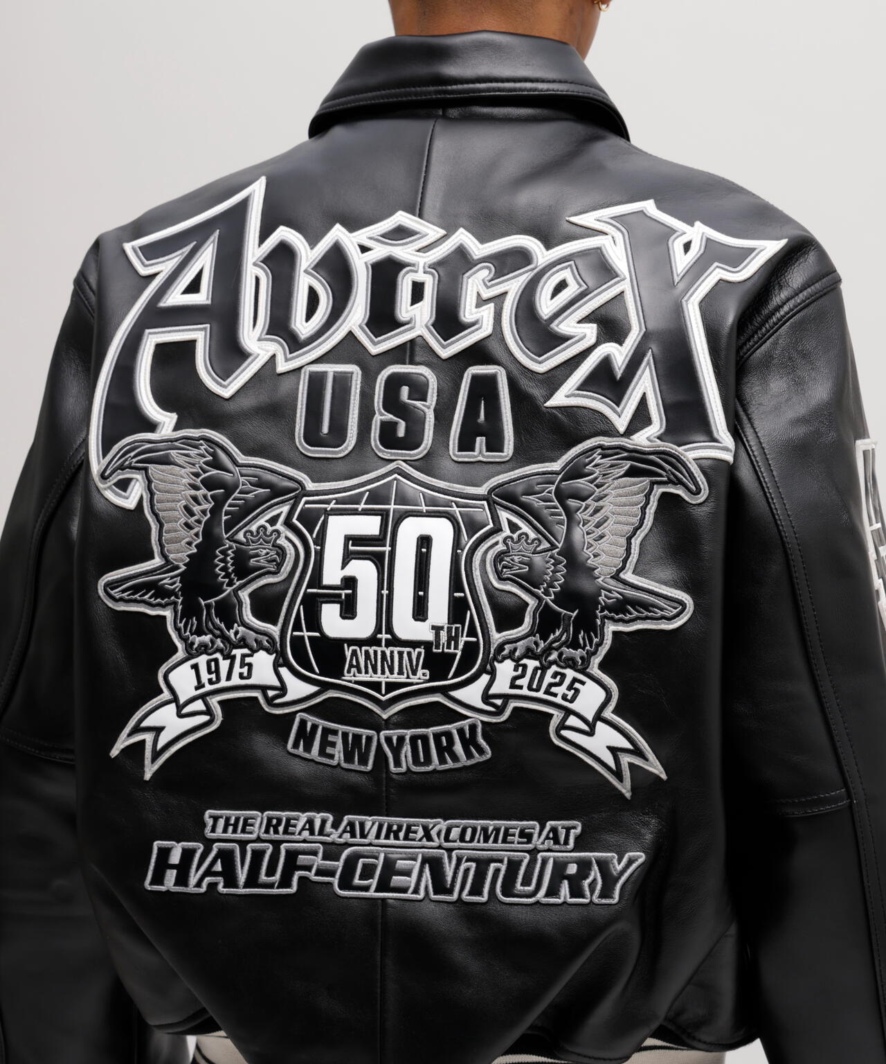 50th Anniversary》GRAPHIC VARSITY LEATHER JACKET | AVIREX