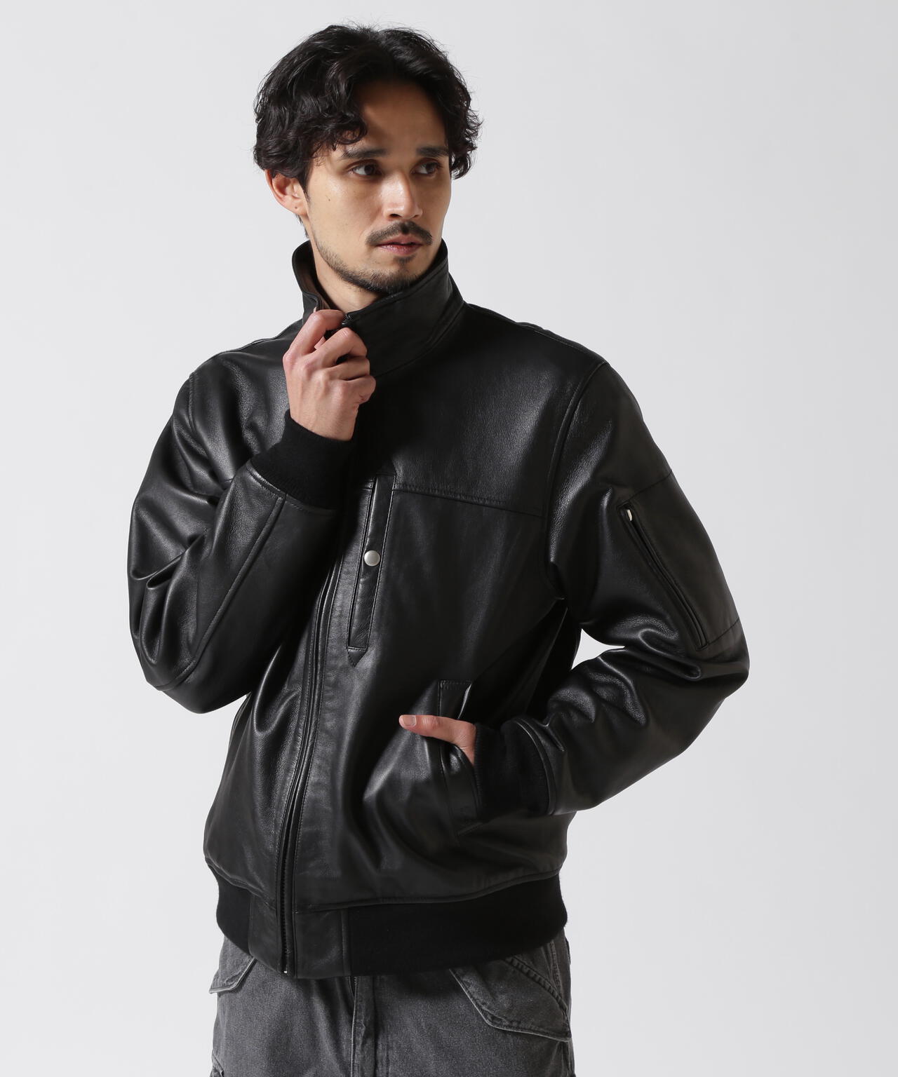 STAND LEATHER MA-1 MOD JACKET / スタンド レザー MA-1 | AVIREX