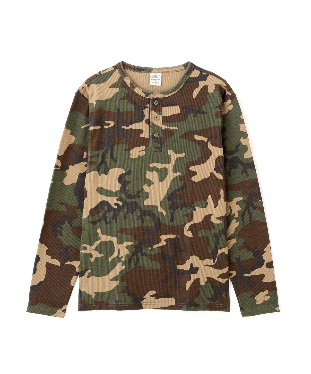 WEB限定》《DAILY/デイリー》 RIB L/S HENLEY NECK T-SHIRT CAMOUFLAGE