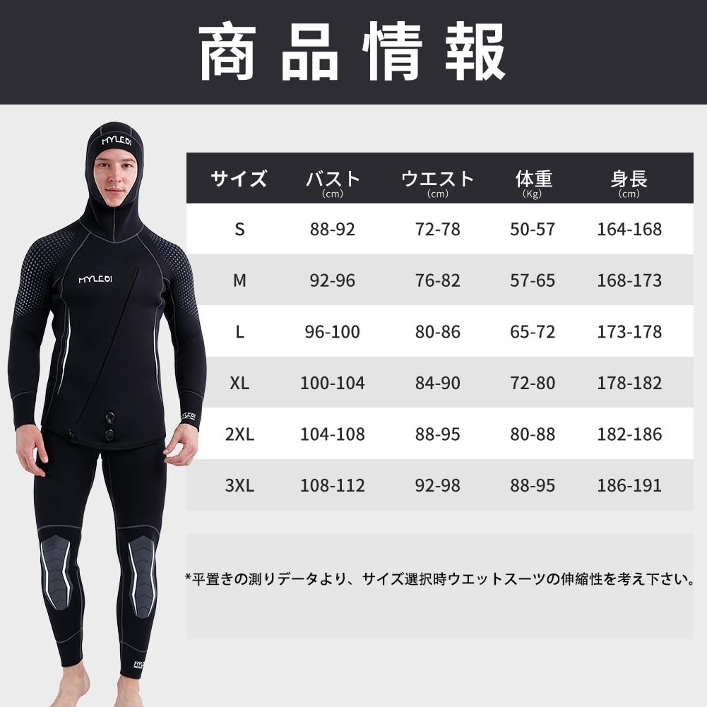 MY048 ウェットスーツ メンズ 5mm 2ピース