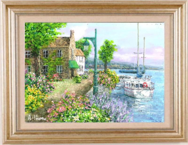 海の絵画を油絵で描いた生田明のスペインの海の絵「グラナダ」をご購入