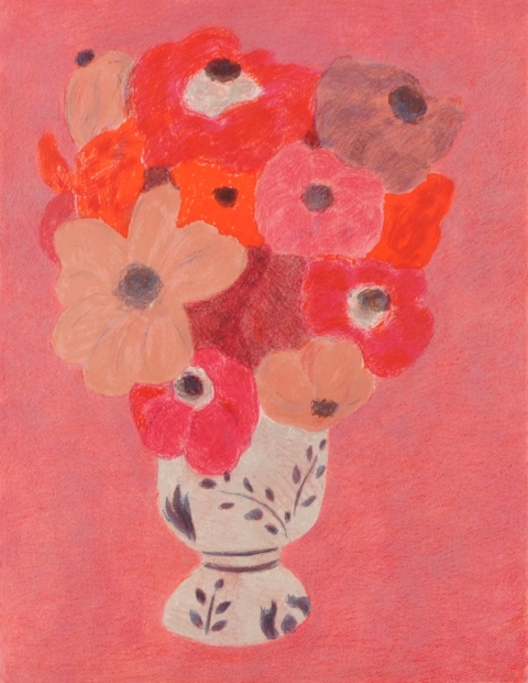 花の絵画をリトグラフの版画で制作したピエール・ボンコンパンの花の絵