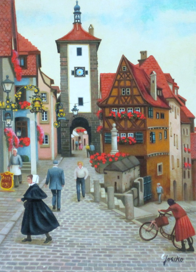 ドイツ風景画・志村好子「ローデンブルグ」油彩・F4・絵画専門店