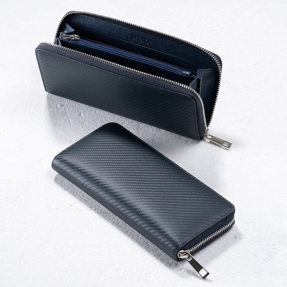 ラウンドファスナー コードバン調/カーボン レザー 長財布 – MURA-ムラ