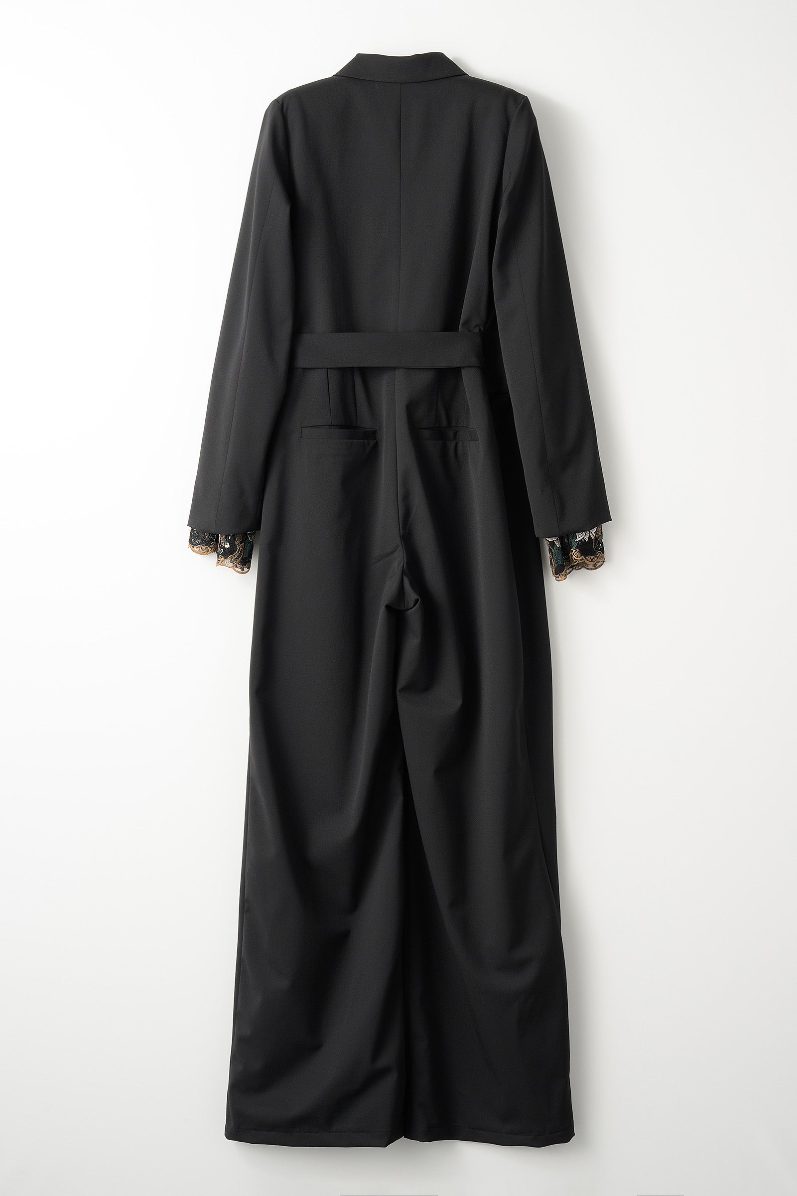 Slit sleeve lace jumpsuit (Black)