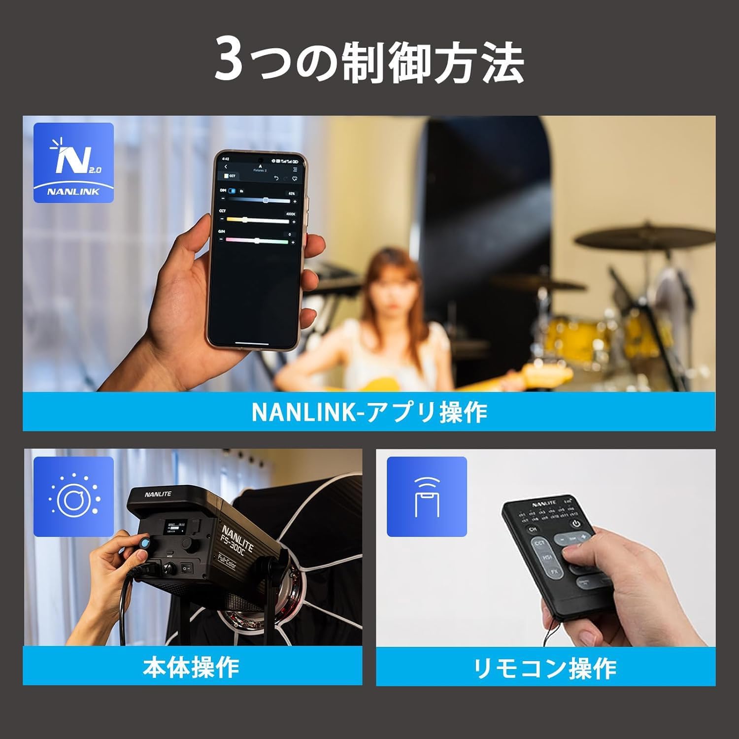 NANLITE FS-300C 撮影用ライト LEDスポットライト 300W RGBライト