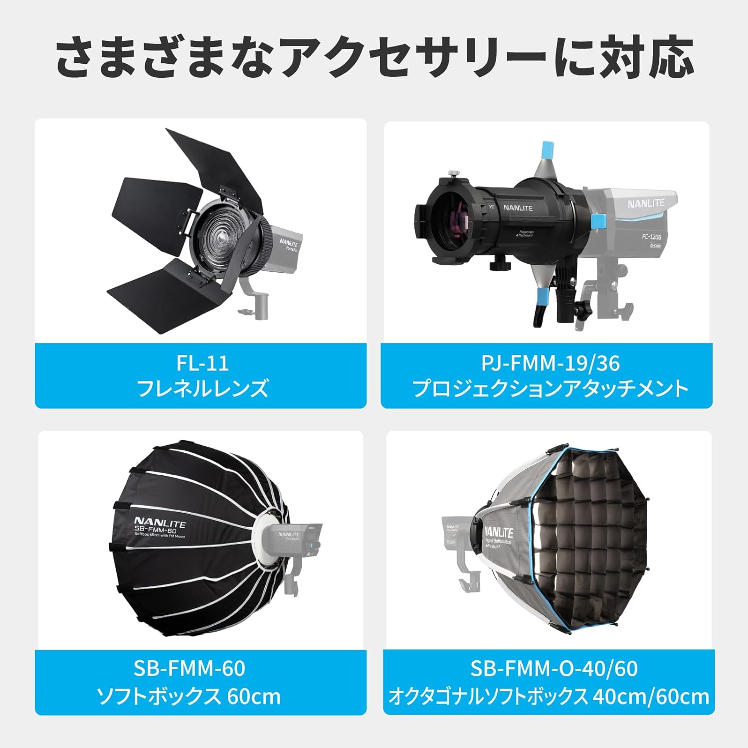 NANLITE FC-60B 撮影用ライト 出力78W 色温度2700-6500K CRI96 バイ