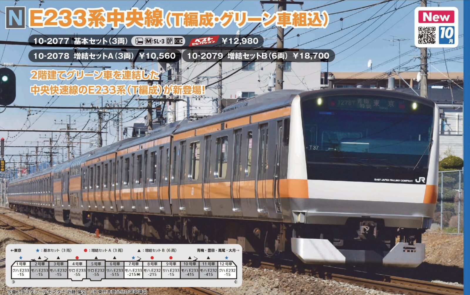 E233系中央線(T編成・グリーン車組込)基本セット(3両) 品番：10-2077