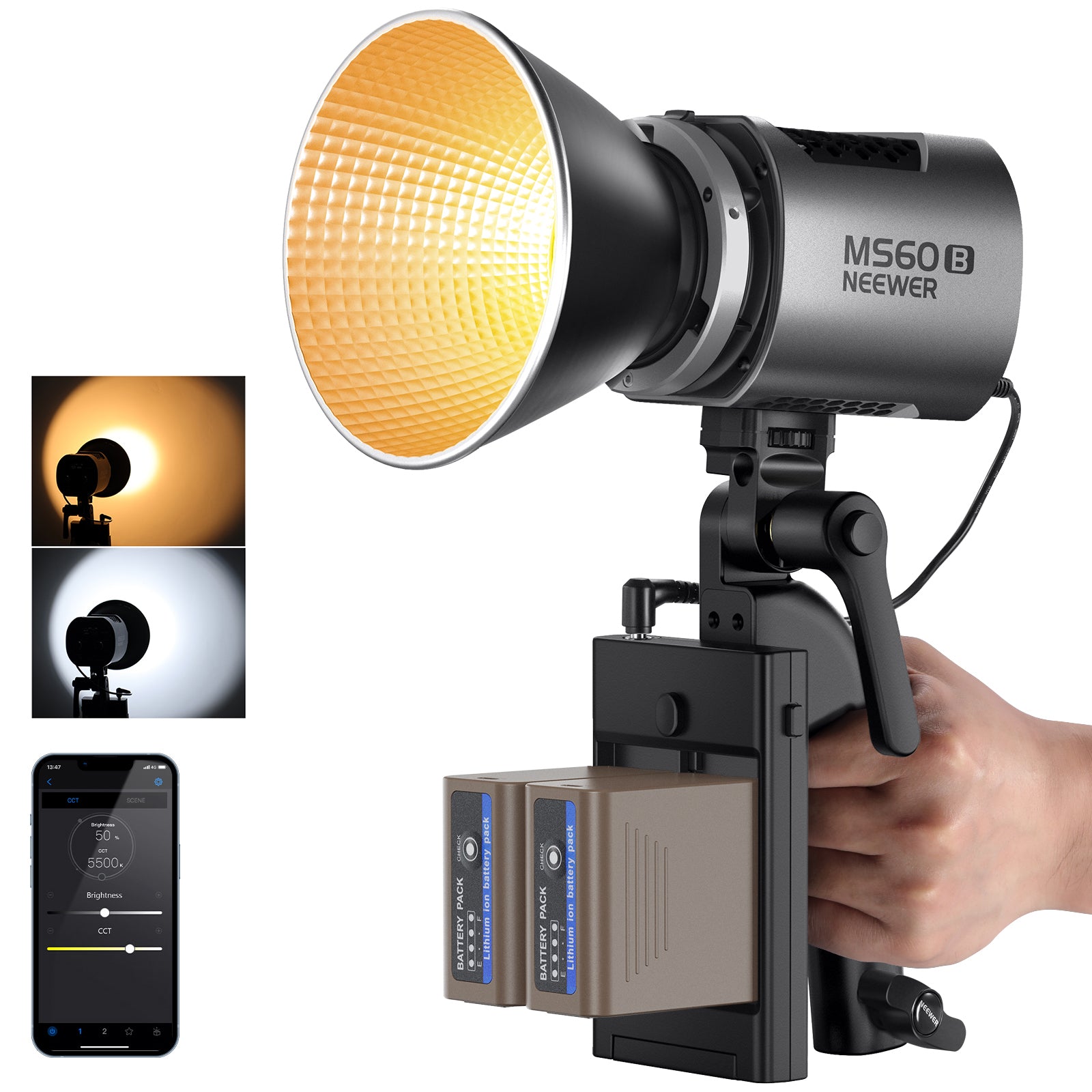 NEEWER MS60B Bi-color LED Video Light | Handheld Light