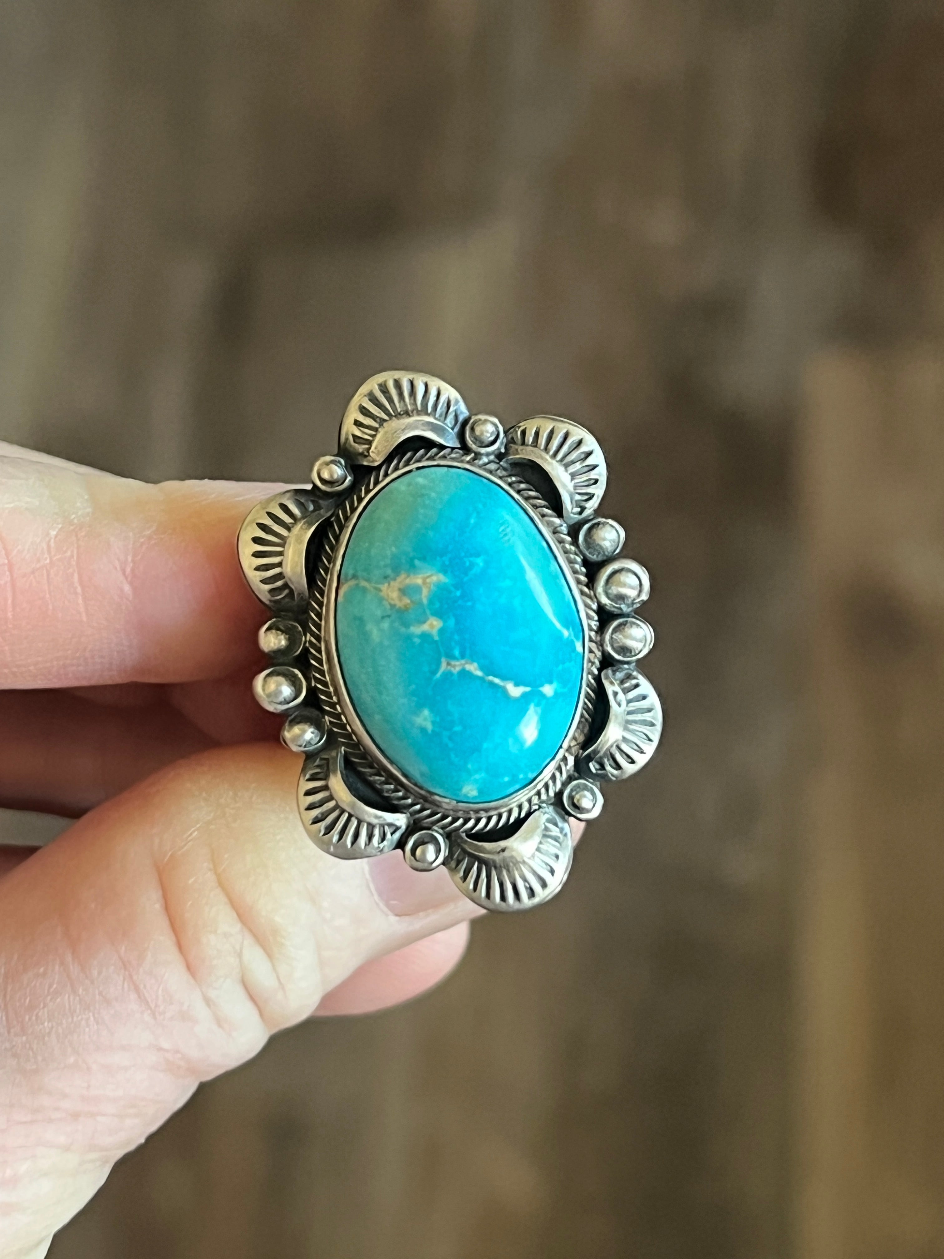 Handcrafted Sterling Silver and Sonoran Mountain Turquoise Single Ston