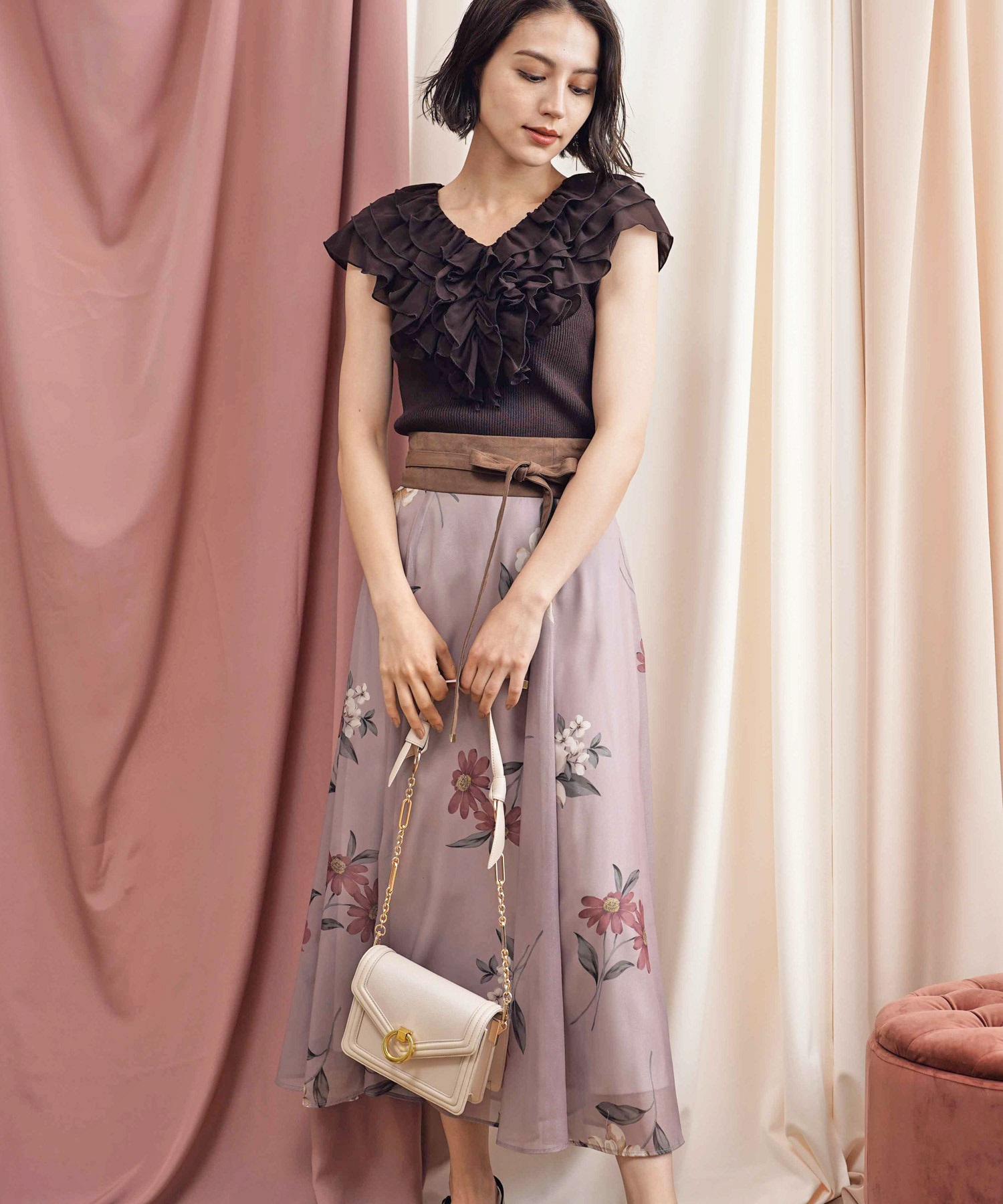 AUTUMNカラーフラワースカート | フレアスカート | NOELA