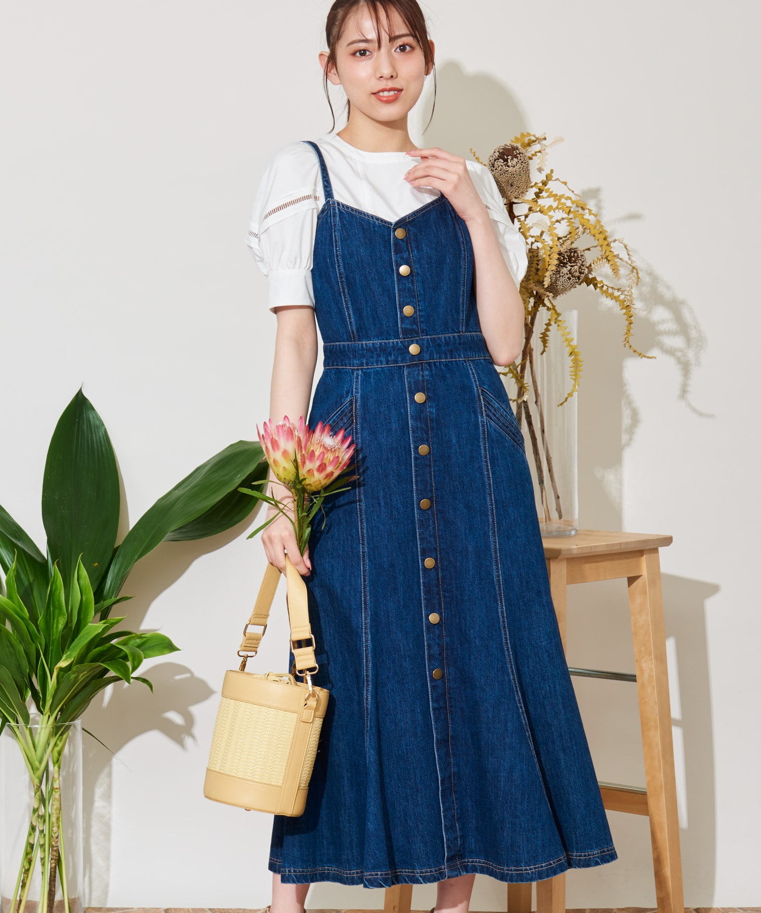 レースアップデニムキャミワンピ | キャミワンピース | NOELA OFFICIAL