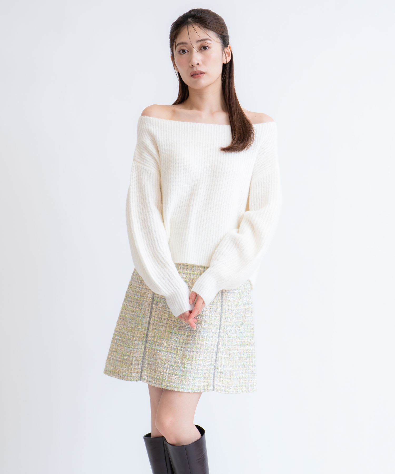 ベロアラインツイードミニスカート | タイトスカート | NOELA OFFICIAL