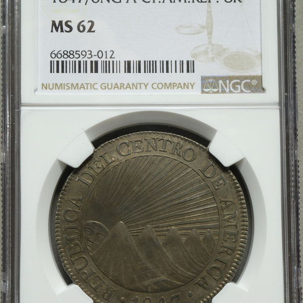 中央アメリカ 8レアル銀貨 1847/6年 NGC MS62 – 野崎コイン