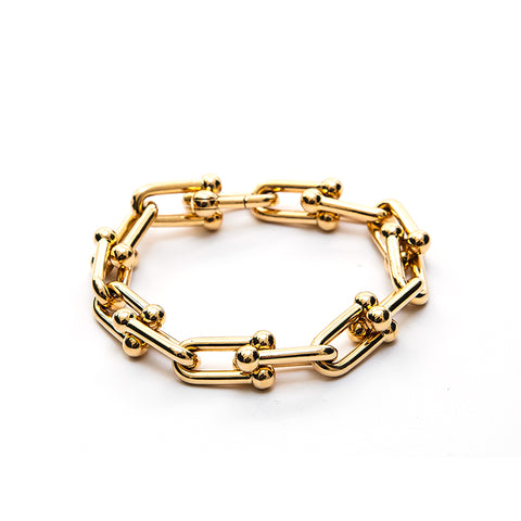 ティファニー TIFFANY&Co. ラージ AU750 リンク ブレスレット ゴールド