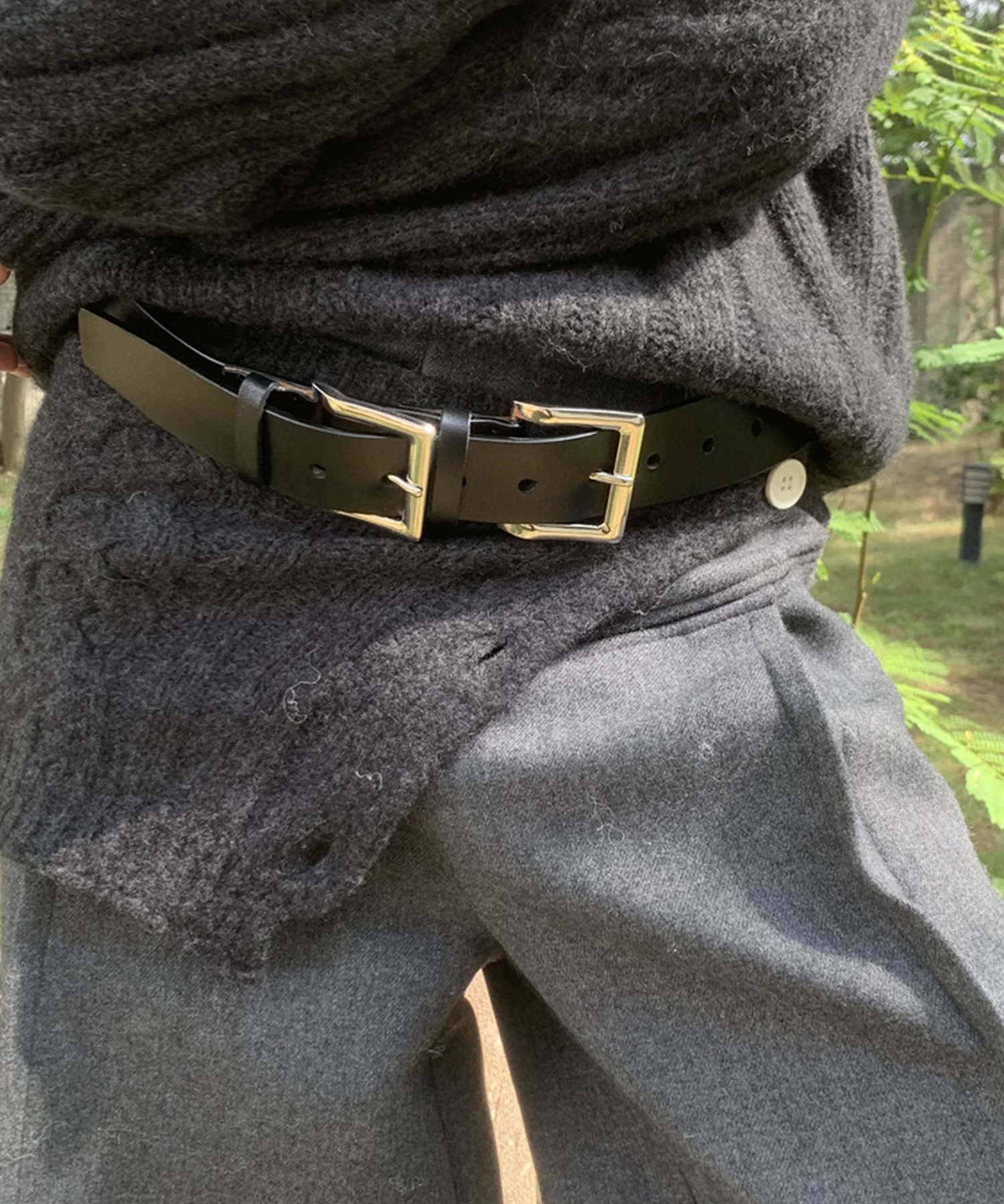 LONSLAN】ダブルバックルレザーベルト CHLONA24a018-ファッション通販