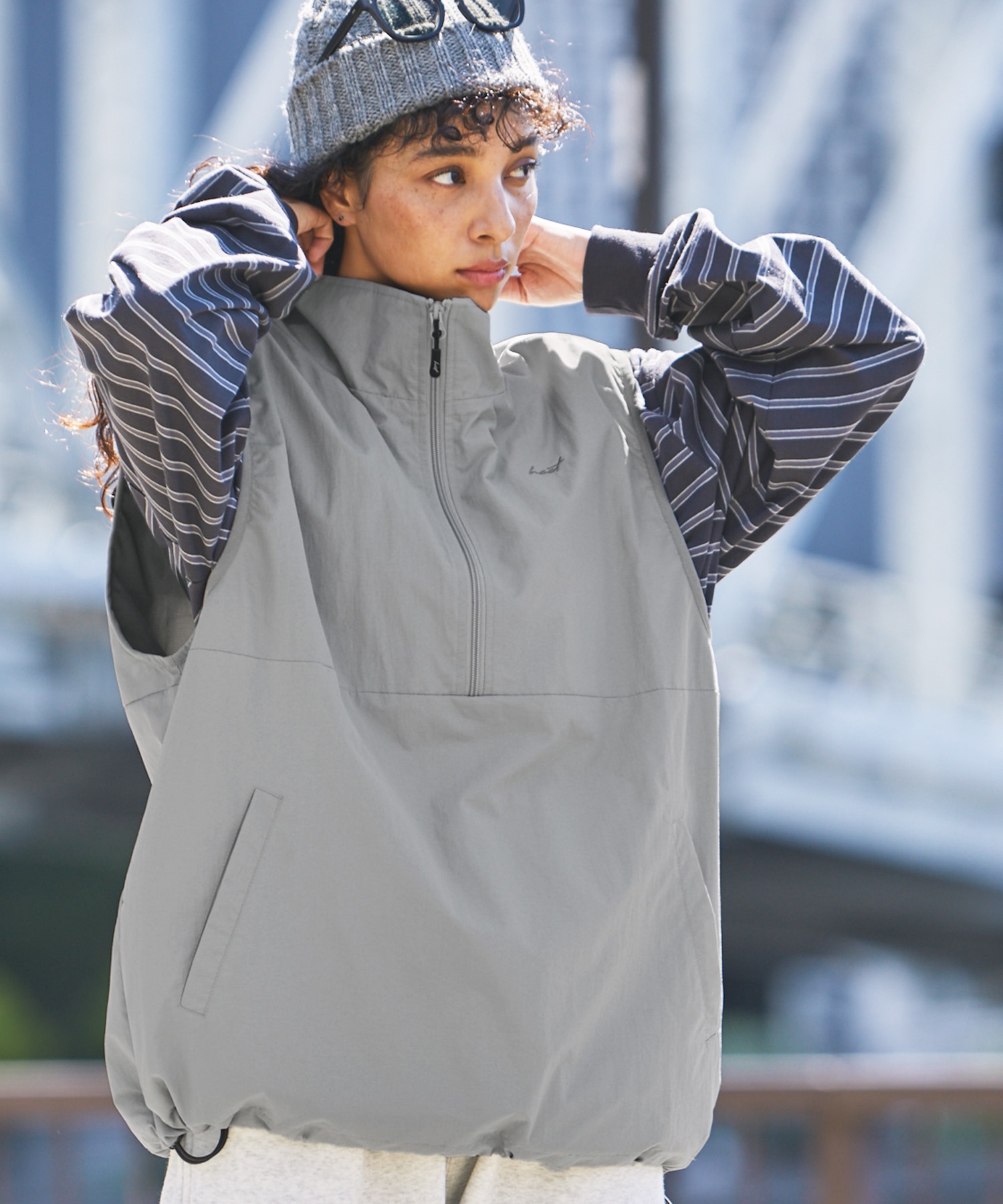 HECT】Water Repellent Nylon Half Zip Vest / 撥水ナイロンハーフ