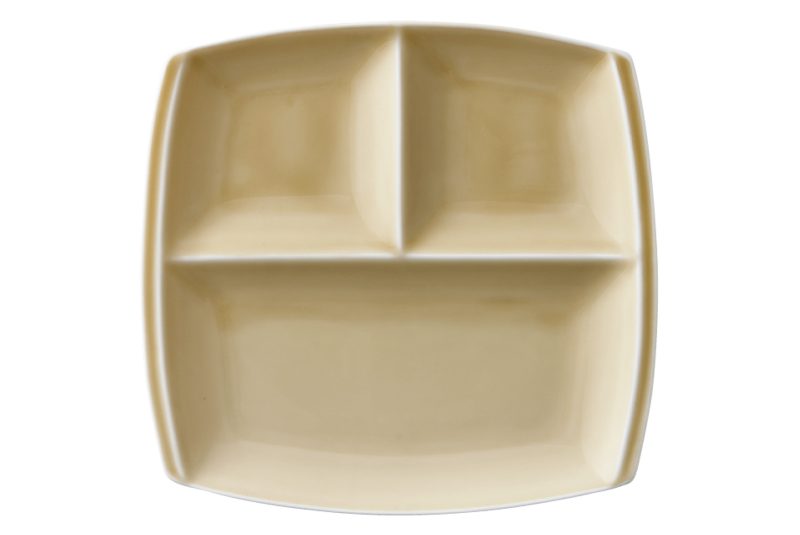 titto 3つ仕切皿(角) ライトブラウン | 小田陶器公式サイト