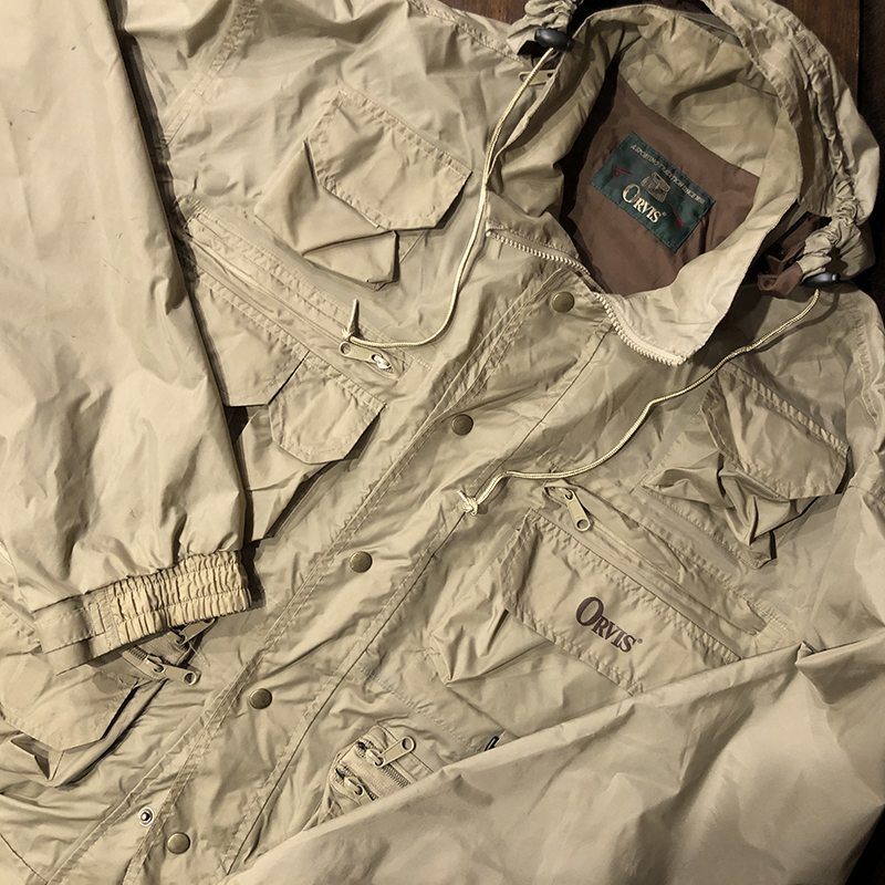 Orvis Water Proof Nylon Shell Fishing Wading Guide Jacket Tan L/XL