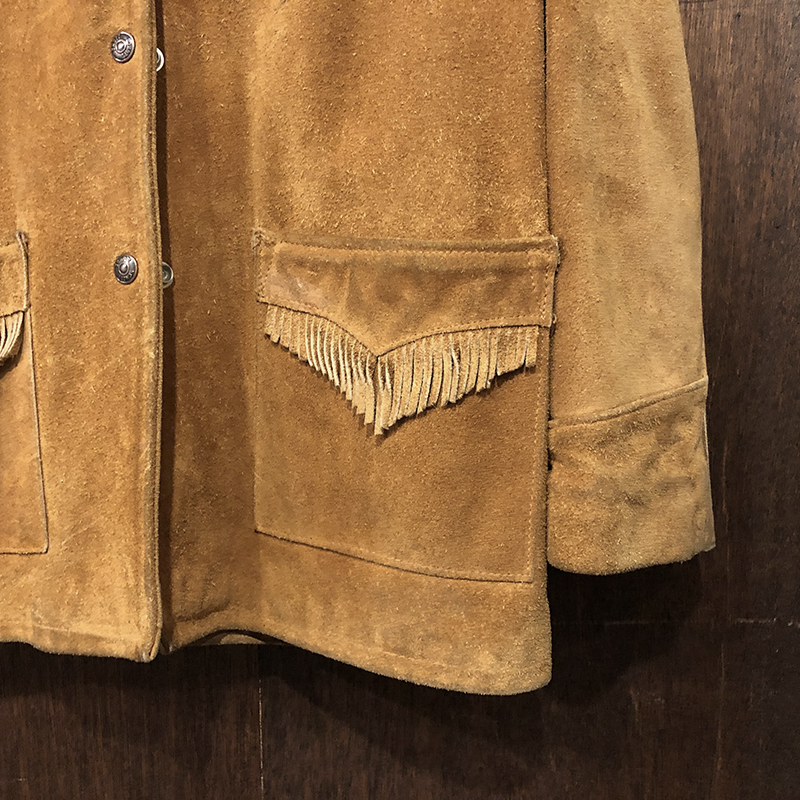 Schott Western Genuine Suede Leather Fringe Jacket Camel Brown 12
