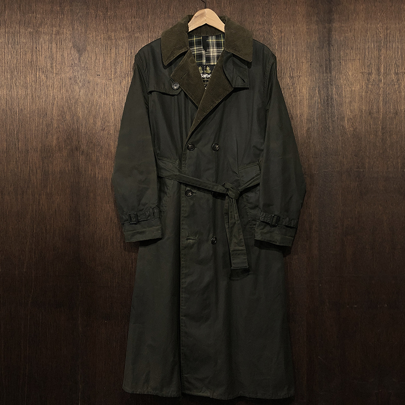 Barbour Trench Coat Sage Vintage 3Warrant C34 Mint バブアー