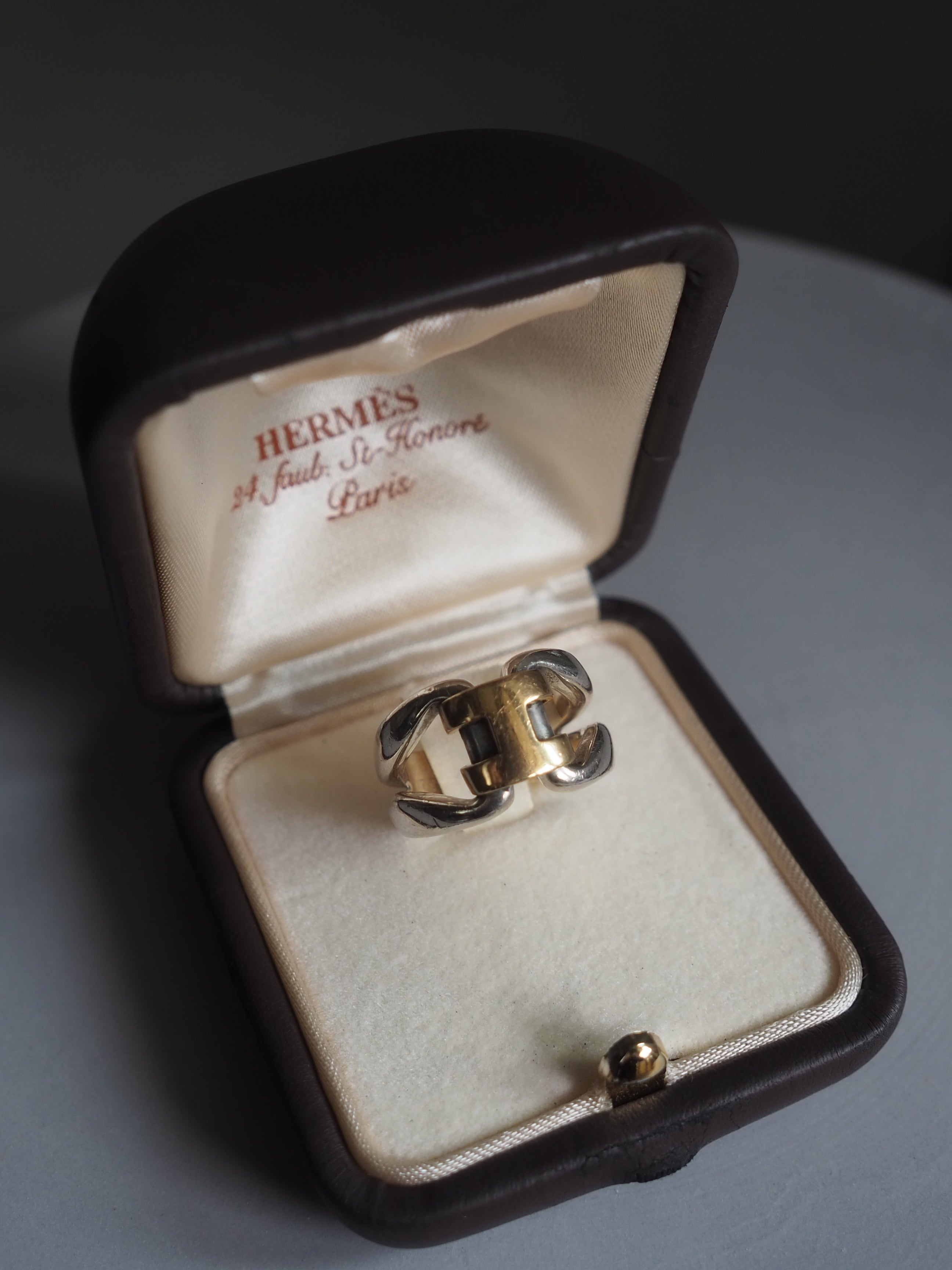 VINTAGE HERMES ヴィンテージ エルメス ヒストリー リング コンビ 52 9