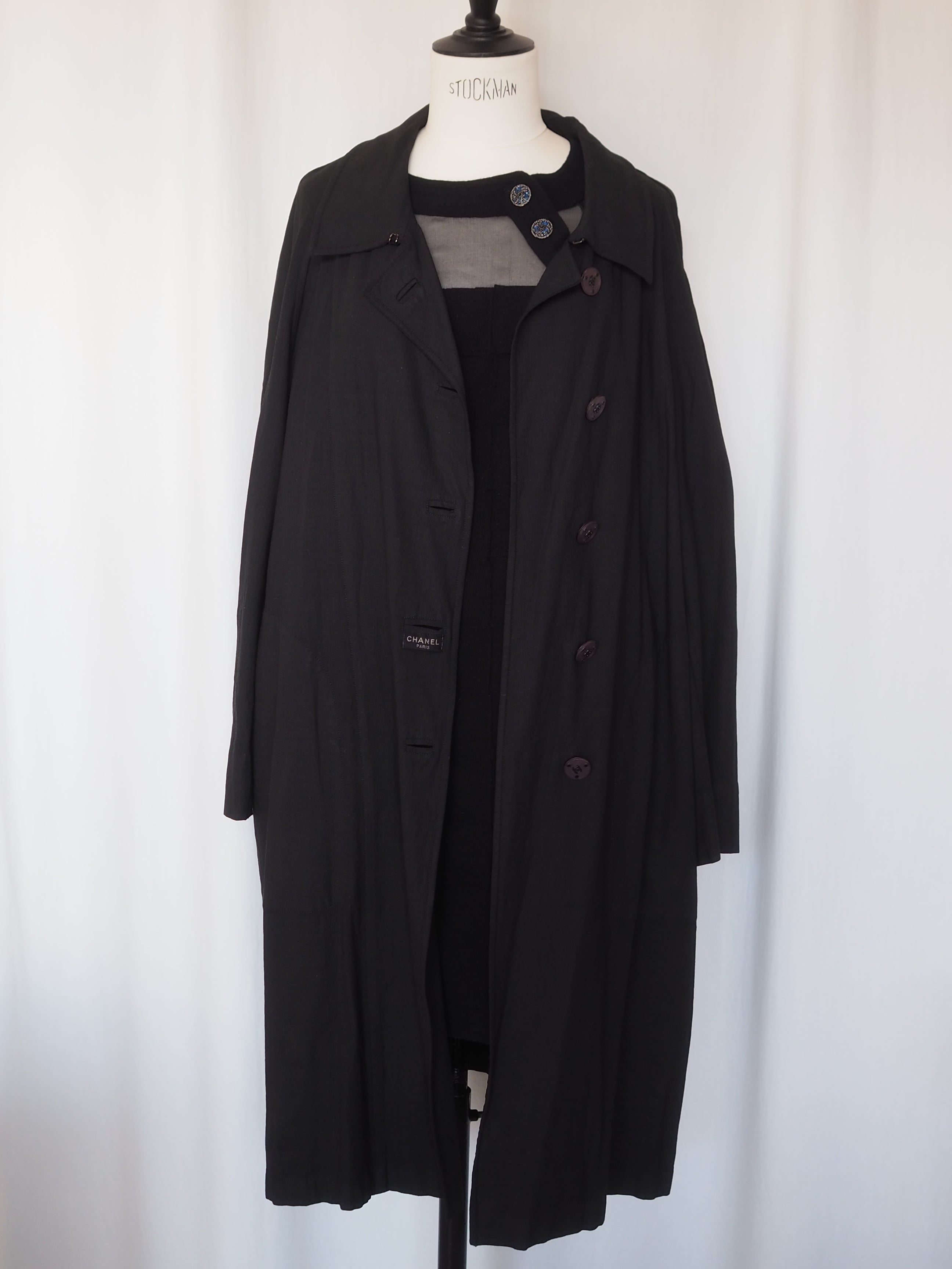 CHANEL シャネル ココボタン コート 99P 38 サイズ ブラック トレンチ