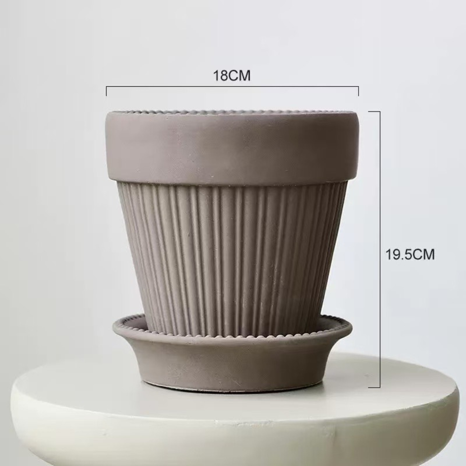 5-6号｜ブラック ブラウン｜おしゃれで可愛い鉢｜受け皿付｜カヌレ鉢