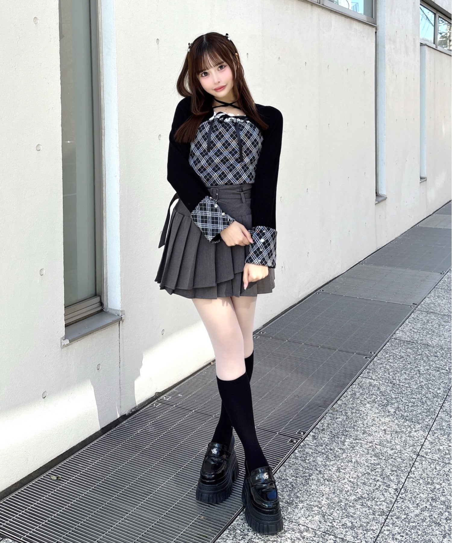 予約商品 3月中旬発送】チェック×ボレロ風トップス – PARK by one way