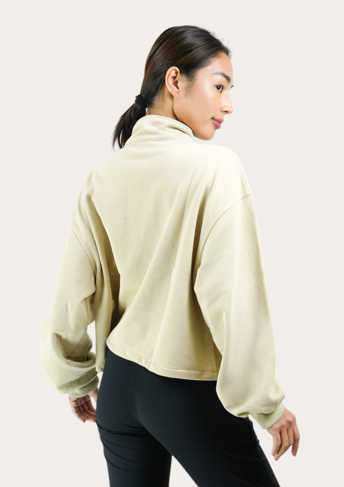 onelit レディース クロップド オーバーサイズ ハーフジップ プルオーバー